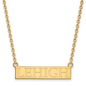 14k Gold Plated Silver Lehigh U Large Pendant Necklace